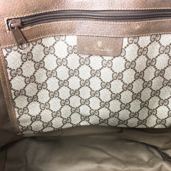 Authentic Gucci XL Tote/ travel bag brown monogram coated canvas with leather - Picture 6 of 15